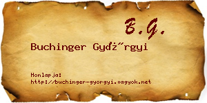 Buchinger Györgyi névjegykártya